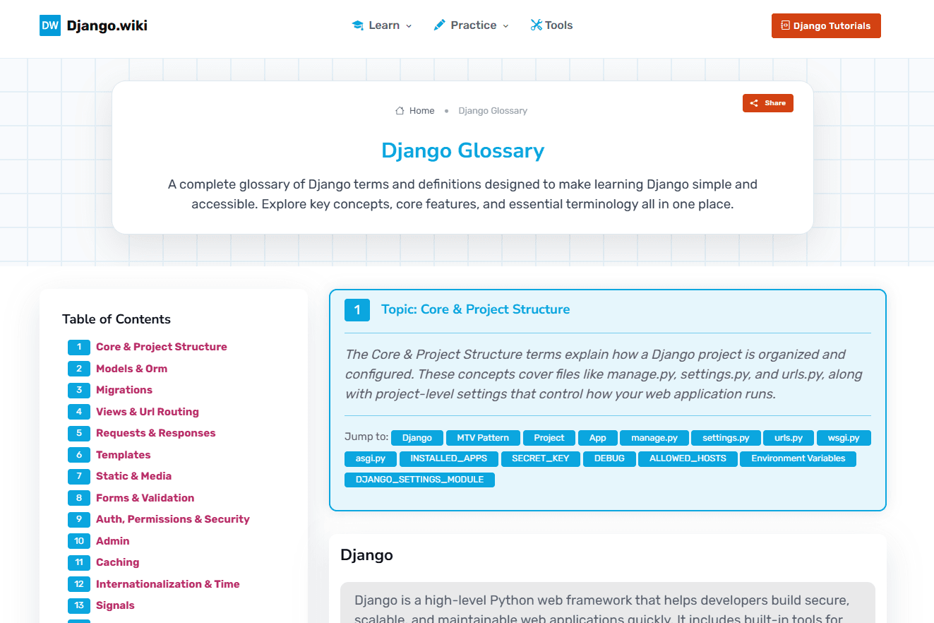 Glossary & Concepts Page