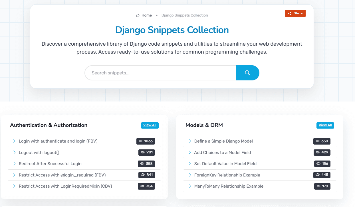 Snippets Page